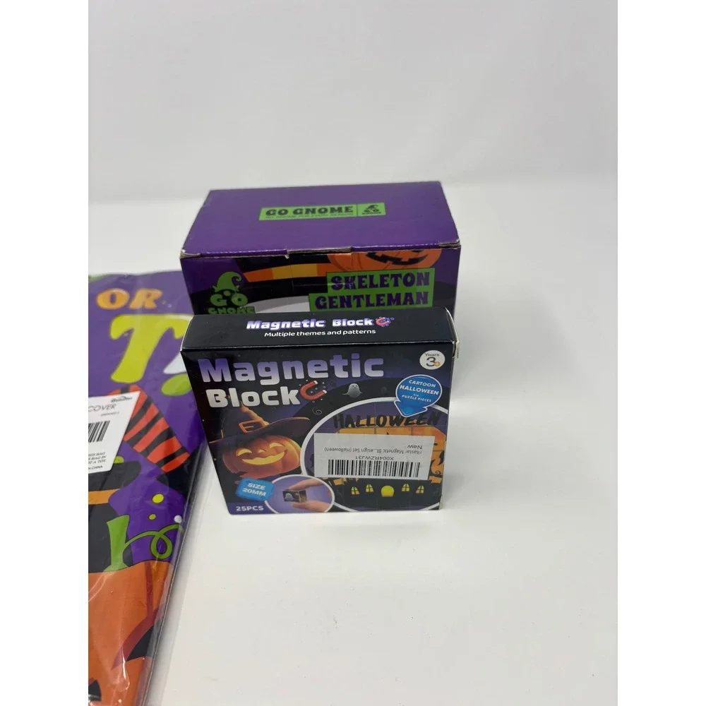 Halloween Bundle Table Covers Go Gnome Lantern Figurines Magnetic Block Puzzle